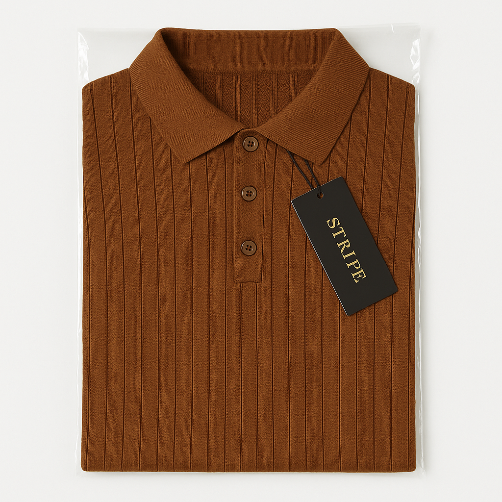 Stripe Knit Polo Shirt