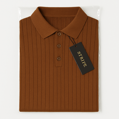 Stripe Knit Polo Shirt